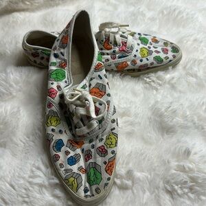 Vintage 1980s running shoes with canvas neon abstract patterns Sz9